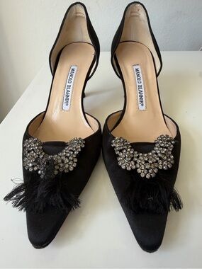 Manolo's satin kitten heel